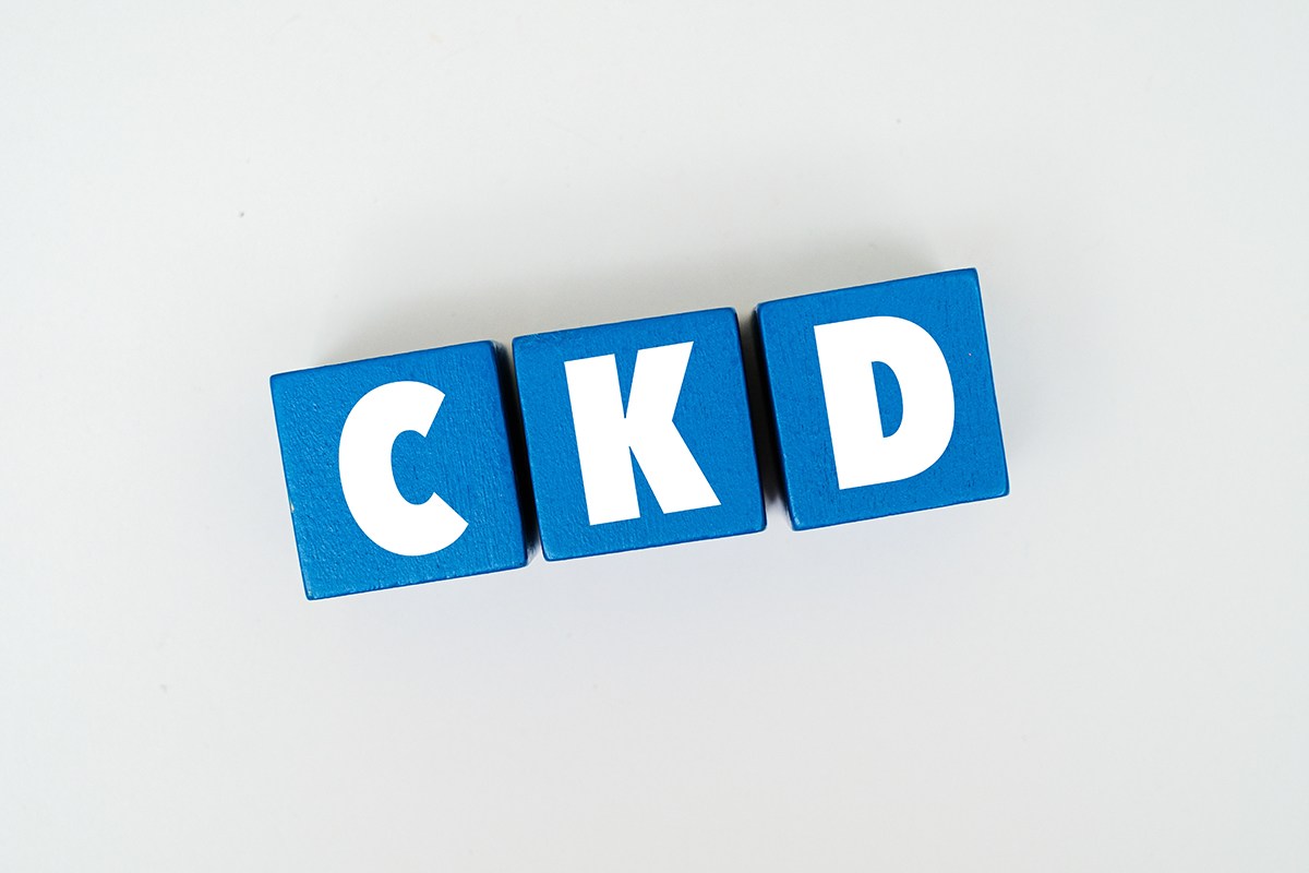 Colored wooden cubes with text CKD on it. CKD stands for Chronic Kidney Disease